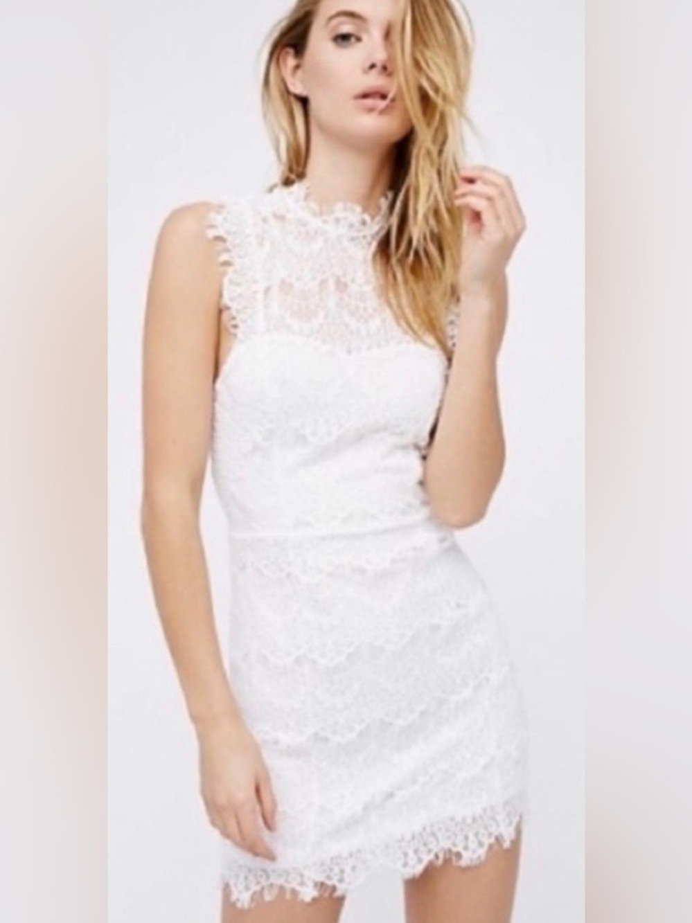 Free People Intimately Daydream Lace Mini Dress White XS NWT Open Back